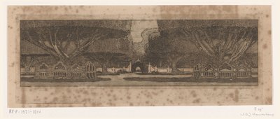 Waringinbomen in de tuin van het paleis van de sultan in Jogyakarta door Wijnand Otto Jan Nieuwenkamp (signed by artist)