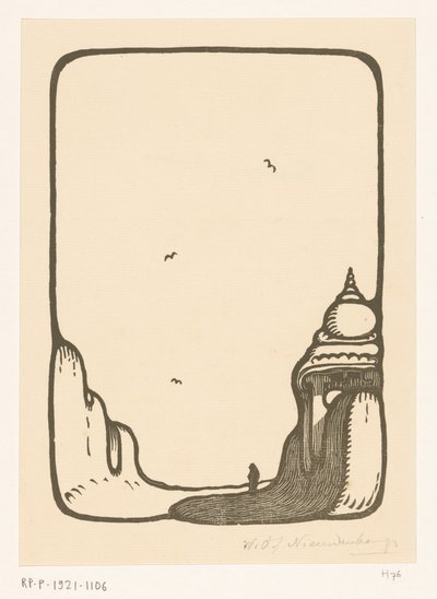 Weg richting een tempelpoort in Madurai door Wijnand Otto Jan Nieuwenkamp (signed by artist)