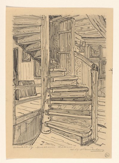 Wenteltrap in het Westfries Museum te Hoorn door Wijnand Otto Jan Nieuwenkamp (signed by artist)