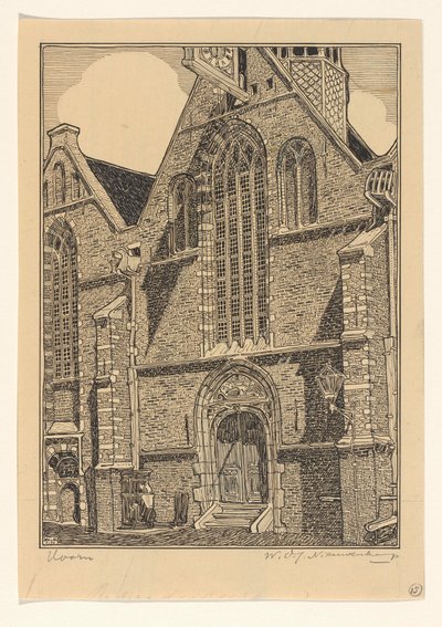 Westelijke gevel van de Noorderkerk te Hoorn door Wijnand Otto Jan Nieuwenkamp (signed by artist)