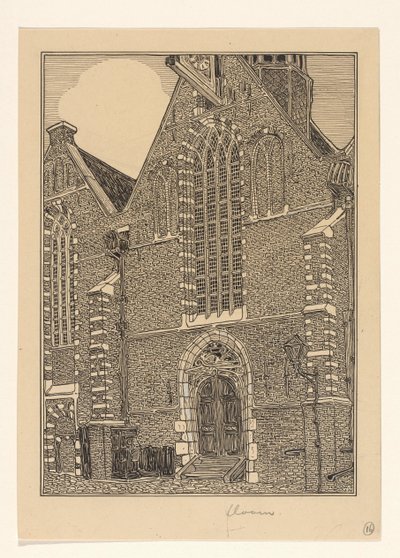 Westelijke gevel van de Noorderkerk te Hoorn door Wijnand Otto Jan Nieuwenkamp (signed by artist)