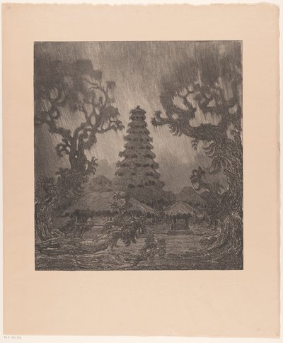 Pagode in de regen door Wijnand Otto Jan Nieuwenkamp