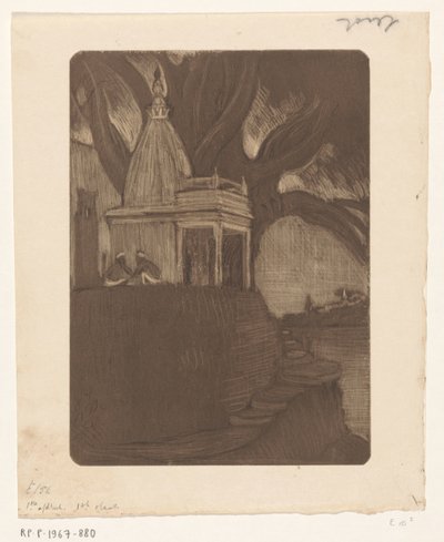 Tempel in Benares bij avond door Wijnand Otto Jan Nieuwenkamp