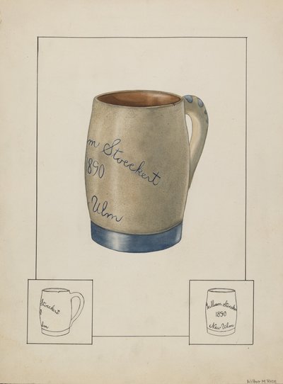 Aardewerken bierpul, ca. 1938 door Wilbur M Rice