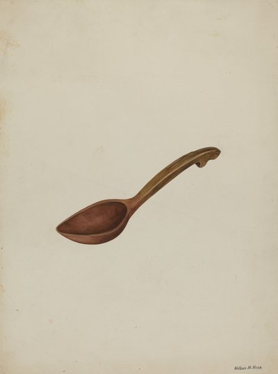 Ovale houten lepel, ca. 1937 door Wilbur M Rice