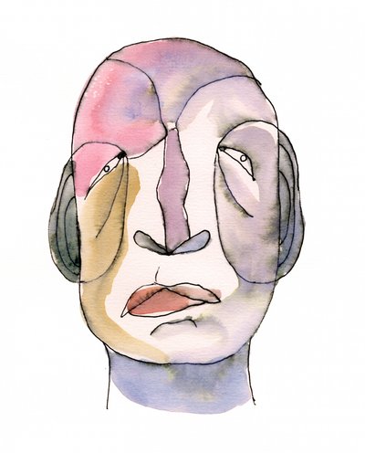 Abstract: peinzend gezicht door Wildemar Doomgriever