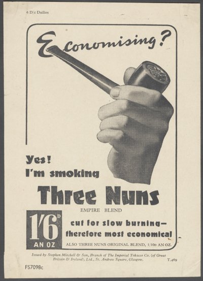 Three Nuns Pipe Tobacco, ca. 1930s door Wilfred Fryer