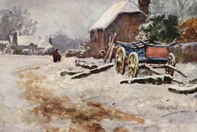 Winterscène (kleur litho) door Wilfrid Williams Ball