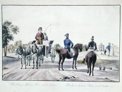Rijden in Prater Park, Wenen, gegraveerd door Adam von Bartsch (1757-1821) 1804 door Wilhelm Alexander (after) Kobell