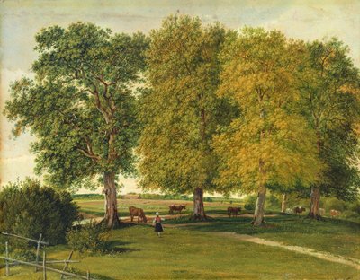 Herder met Vee onder Herfstbomen, ca. 1821 door Wilhelm Alexander Kobell