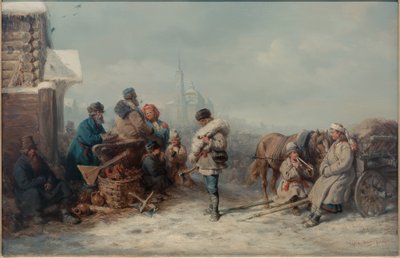 Jaarmarkt in Jelna in het Gouvernement Smolensk door Wilhelm Amandus Beer