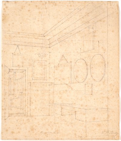 Perspectieftekening voor het Waagepetersen familieportret door Wilhelm Bendz