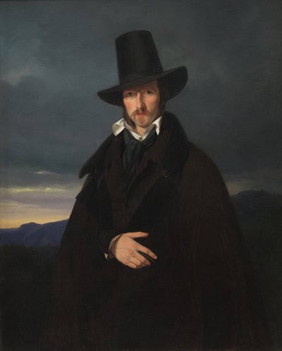 Portret van de Duitse schilder Wilhelm von Kaulbach door Wilhelm Bendz