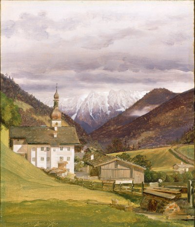 De kerk van Ramsau, 1832 door Wilhelm Bendz