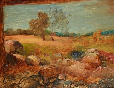 Uitzicht vanuit een schuur door Wilhelm Busch