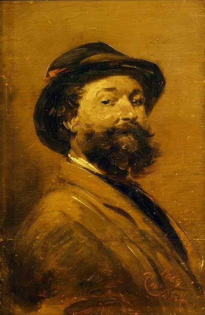 Zelfportret in grijsbruin door Wilhelm Busch