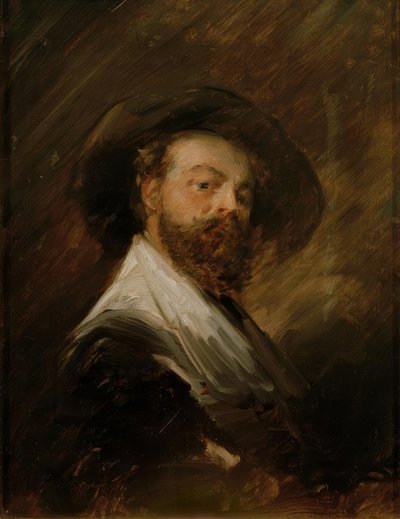 Zelfportret in Nederlandse klederdracht door Wilhelm Busch