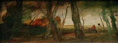 Laat herfstlandschap met twee figuren door Wilhelm Busch