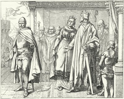 Ernest II, Hertog van Zwaben, voor Koning Koenraad II van Duitsland na opstand tegen hem door Wilhelm Camphausen