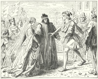 De Heilige Roomse Keizer Frederik III ontmoet zijn verloofde, Eleonora van Portugal, in Siena door Wilhelm Camphausen