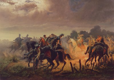 Nachtalarm, Huzarenpost in de Italiaanse Campagne 1848-49, 1862 door Wilhelm Emele