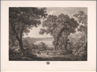 Zicht op het meer van Albano bij Rome door Wilhelm Friedrich Gmelin