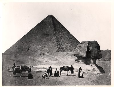 De Sfinx en de Grote Piramide van Khufu in Gizeh, c.1860 door Wilhelm Hammerschmidt