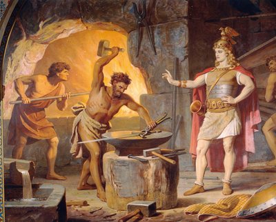 Sigurd gaat naar de dwerg Mime, uit de Sigurd Saga, Benedenhal, ca. 1882-83 door Wilhelm Hauschild
