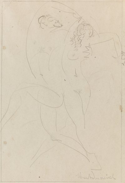 Nimf en Sater, ca. 1915 door Wilhelm Hunt Diederich