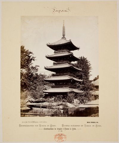Tempelgebouwen van een Asaxa in Yedo (Edo) door Wilhelm J. Burger