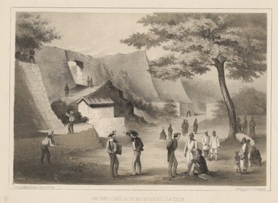 Oud kasteel van Na-Ga-Cus-Ko, Lew Chew, 1855 door Wilhelm Joseph Heine