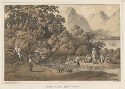 Kanaka Dorp Bonin Eilanden, 1855 door Wilhelm Joseph Heine