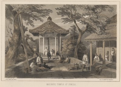 Mariners Tempel in Simoda, 1855 door Wilhelm Joseph Heine