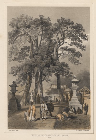 Tempel van Hat-Chi-Man-Ya-Chu-Ro, Simoda (Sintoo), 1855 door Wilhelm Joseph Heine