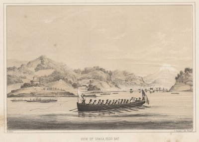 Uitzicht op Uraga, Yedo Bay, 1855 door Wilhelm Joseph Heine