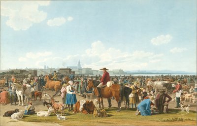 Veemarkt bij Genua, 1820 door Wilhelm Kobell Ritter von