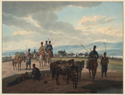 Russische Kozakken op mars door Wilhelm Kobell Ritter von