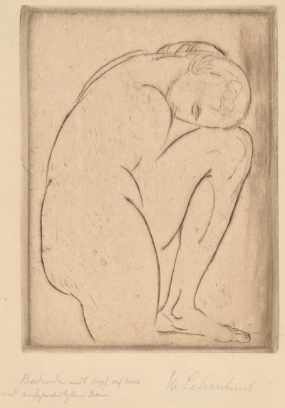 Bader met Haar Hoofd op Haar Knie door Wilhelm Lehmbruck