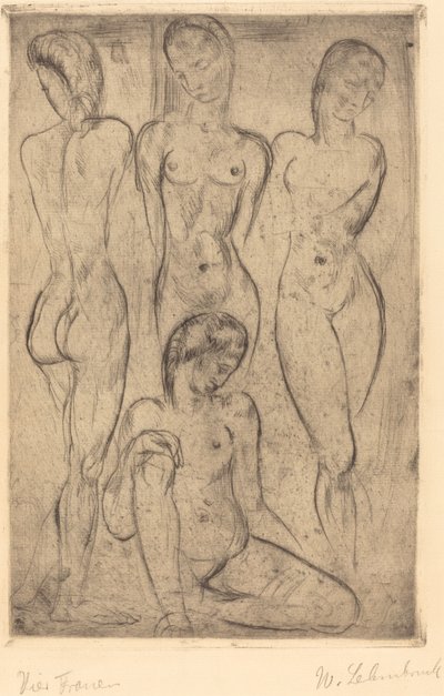 Vier Vrouwen; Drie Staand, Eén Zittend door Wilhelm Lehmbruck
