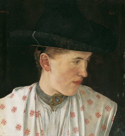 Hoofd van een boerenmeisje door Wilhelm Maria Hubertus Leibl