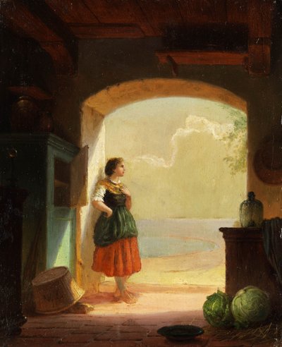Junges Mädchen am Toreingang door Wilhelm Lichtenheld