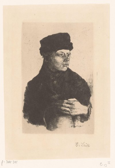 Boerenjongen met kruik door Wilhelm Maria Hubertus Leibl (signed by artist)
