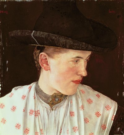 Hoofd van een boerenmeisje, c.1880 door Wilhelm Maria Hubertus Leibl