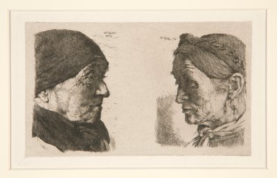 Zonder Titel [studie van twee hoofden] door Wilhelm Maria Hubertus Leibl