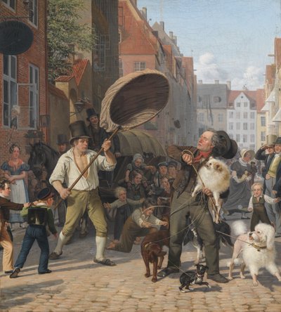 Een straattafereel in de hondsdagen door Wilhelm Marstrand