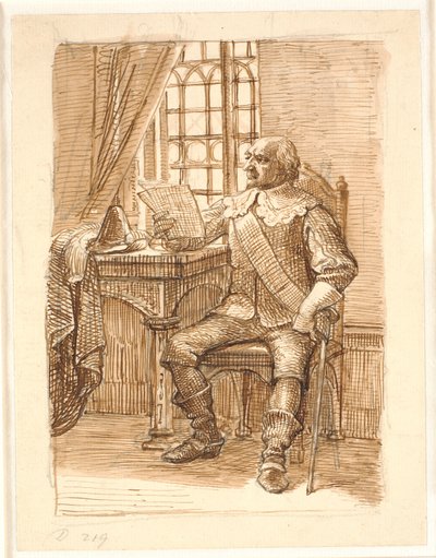 Edelman uit de tijd van Chr. 4 zit en leest een brief door Wilhelm Marstrand