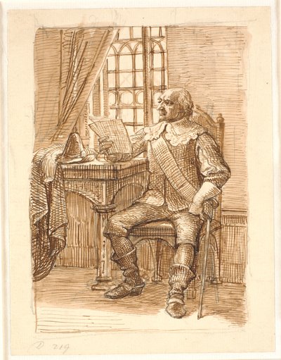 Edelman uit de tijd van Chr. 4 zit en leest een brief door Wilhelm Marstrand