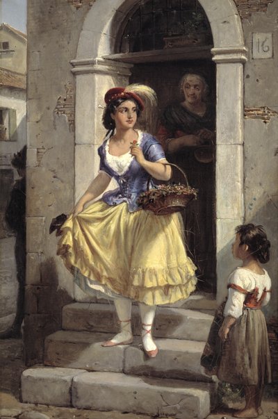 Een Italiaanse vrouw op weg naar het carnaval door Wilhelm Marstrand
