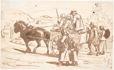 Boeren uit de parochie Orsa rijden naar de kerk, Dalarne door Wilhelm Marstrand