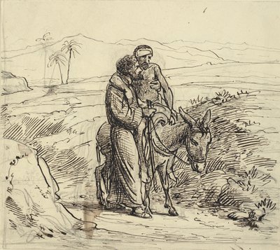 De barmhartige Samaritaan begeleidt de gewonde door Wilhelm Marstrand